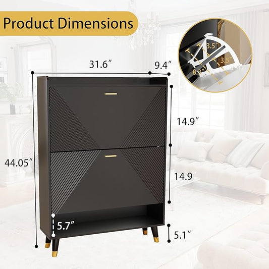Shoe Cabinet Storage for Entryway, Modern Slim Hidden Shoes Rack Closet