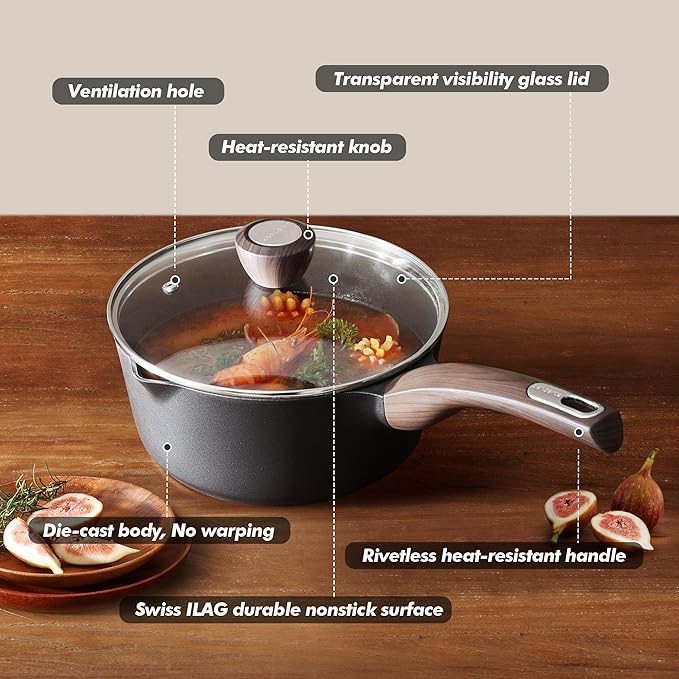 SENSARTE 2.0 & 3.0 Quart Sauce Pan Sets