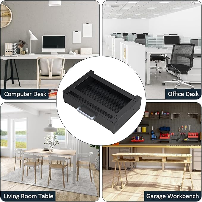 UNITEDPOWER Under Desk Drawer Storage, Pull-Out Office Hidden Counter Drawer