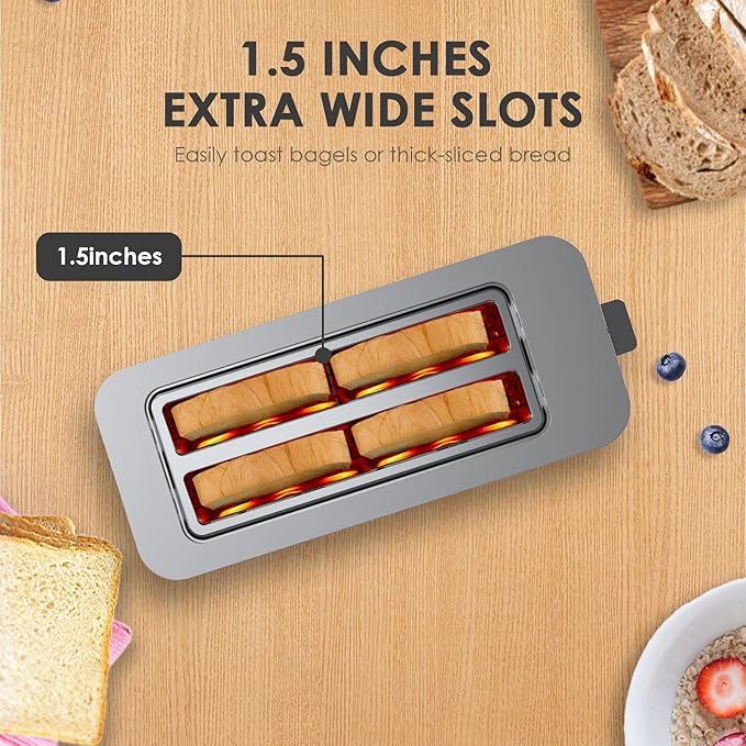 Geek Chef Long Slot Toaster 4 Slice, 1.5" Touch Screen Extra Wide Slots