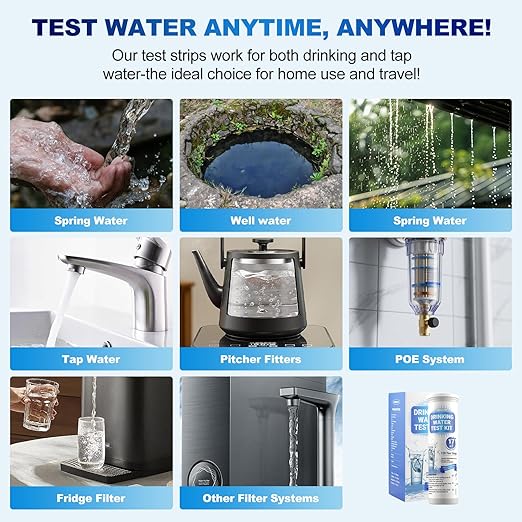 21-in-1 Home Drinking Water Testing Kit, 145 Strips + 4 Bacteria Tests