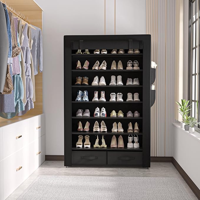 OYREL Tall Shoe Rack Dustproof Cabinet Large Capacity 8 Tier Shoe Organizer