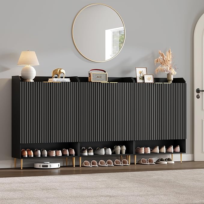 SICOTAS Shoe Cabinet with Fluted Doors