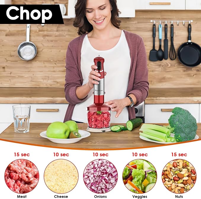 Blackcow Multi-Use 5 in 1 Immersion Blender 3.0, 800W 12 Speed Hand Blenders