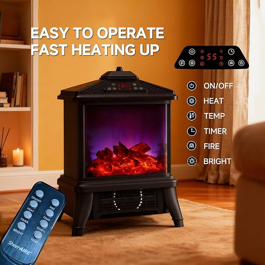 18-inch Freestanding Electric Fireplace, Equipped