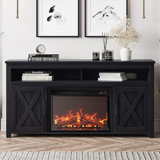 BELLEZE 58" Farmhouse Fireplace TV Stand