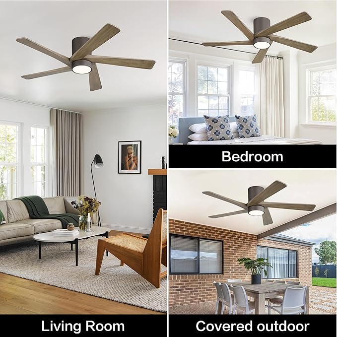 WINGBO 54 Inch Flush Mount DC Ceiling Fan