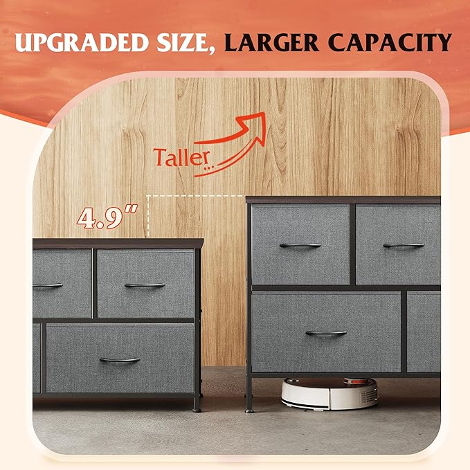 WLIVE Dresser for Bedroom with 5 Drawers, Long Storage Tower Organizer Unit