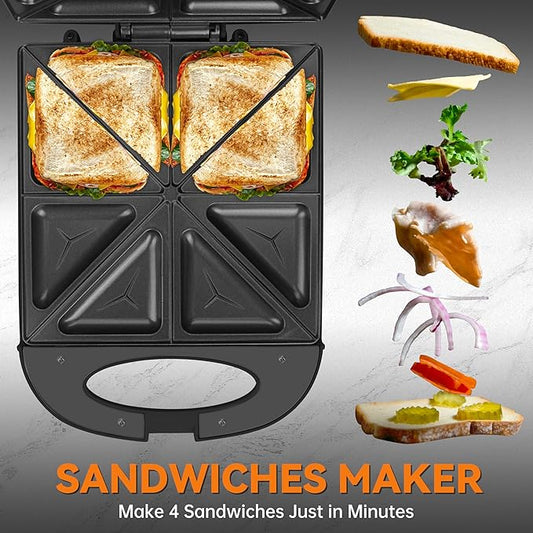 Baker’s Friend Breakfast Sandwich Maker, 4 Slices of Panini Grill Press