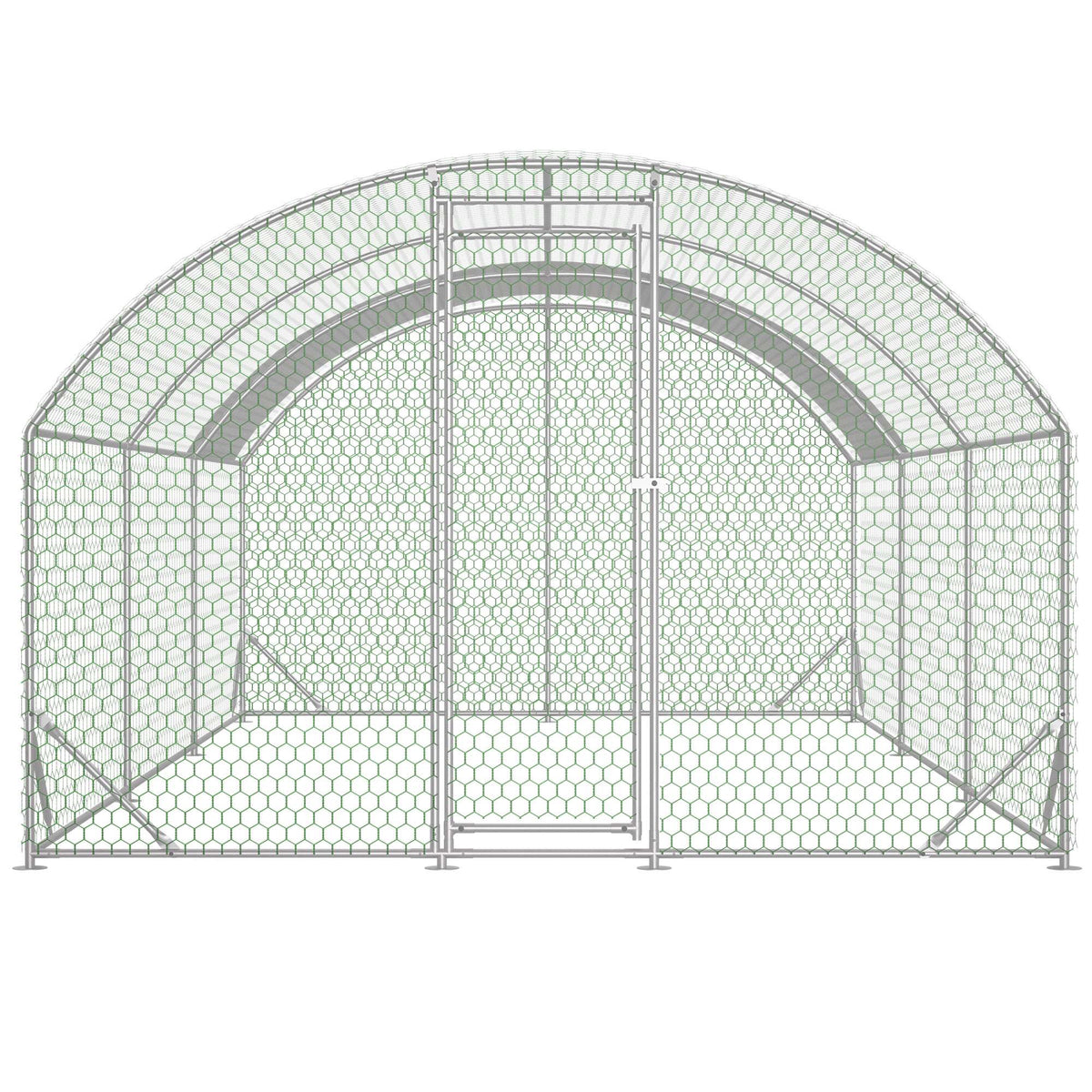 Large Chicken Coop Metal Chicken Run With Waterproof And Anti-UV Cover, Dome Shaped Walk-in Fence Cage Hen House For Outdoor And Yard Farm, 9.84 X 19.68 X 6.56 Ft