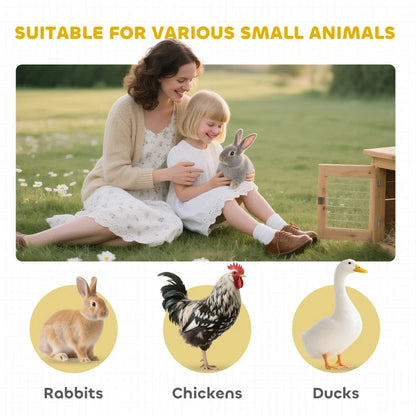 2-Story Large Rabbit Hutch Bunny Cage Wooden Pet House Small Animal Habitat With Lockable Doors, No Leak Tray And Waterproof Roof For Rabbits, Chickens, Ducks, Outdoor Indoor Natural