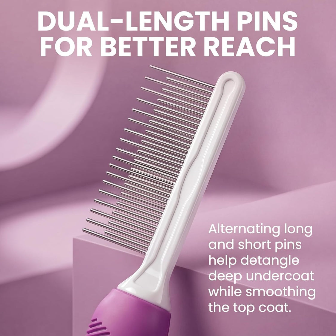 Pet Comb With Long Short Stainless Steel Teeth For Removing Matted Fur, Knots Tangles Detangler Tool Accessories For