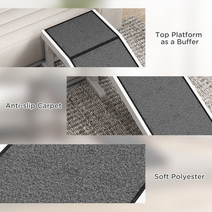 49" Pet Ramp for Dogs & Cats with Non-Slip Carpet, White