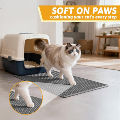 Cat Litter Mat Double Layer Waterproof Urine Proof Trapping Mat 1 Pack