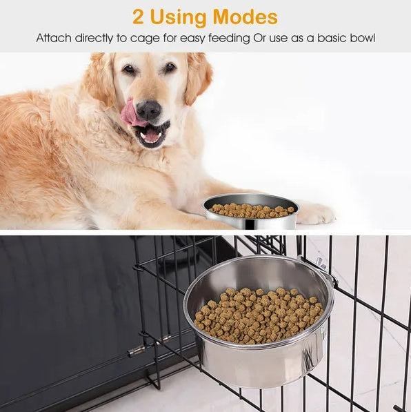 Tainless Steel Dog Bowl Pets Hanging Food Bowl Detachable Pet