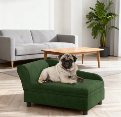 Pet Sofa Bed Couch With Storage,with Soft Cushion , Green