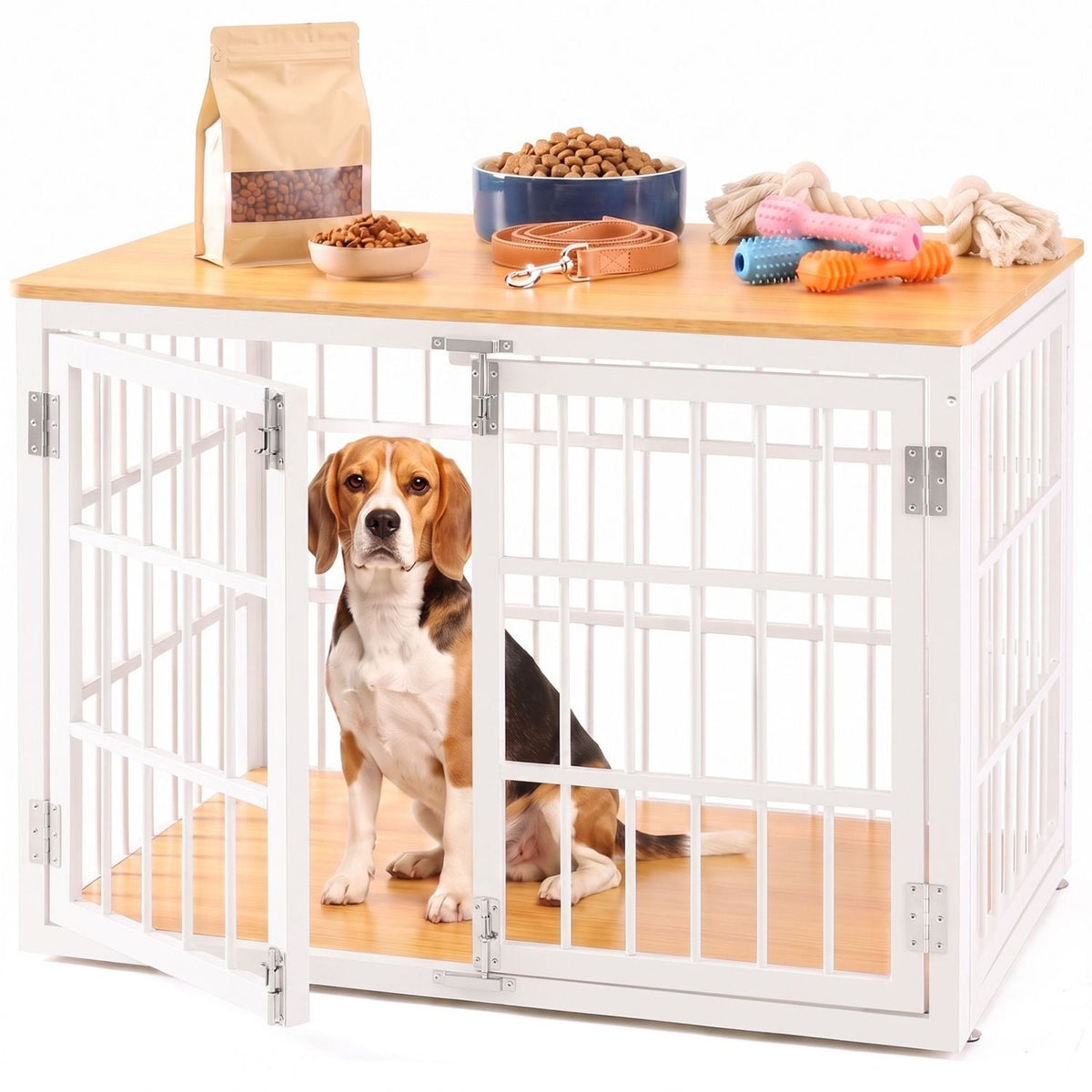 Sturdy Dog Crate Furniture, Heavy Duty Kennel For Large & Medium Dogs, Indoor Use