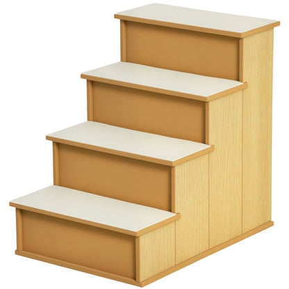 Pet Stairs, Small Pet Steps with Cushioned Removable Covering for Dogs and Cats Up To 22 lbs, Natural