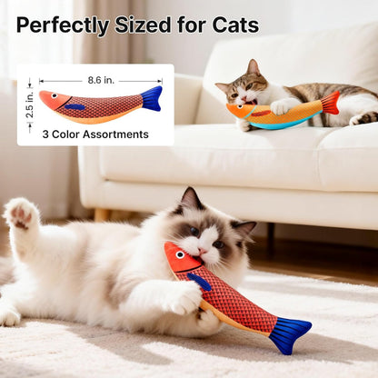 Cat Toys Saury Fish, 3 Pack, Catnip Crinkle Sound, Soft And Durable, Interactive Kitten Kicker For Indoor Kitty