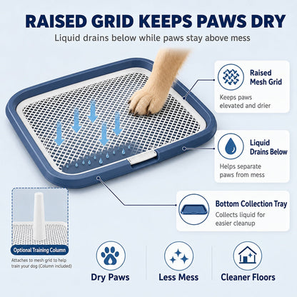 Dog Potty Tray With Removable Grating, Leak-Proof Indoor Dog Toilet For Puppy Training