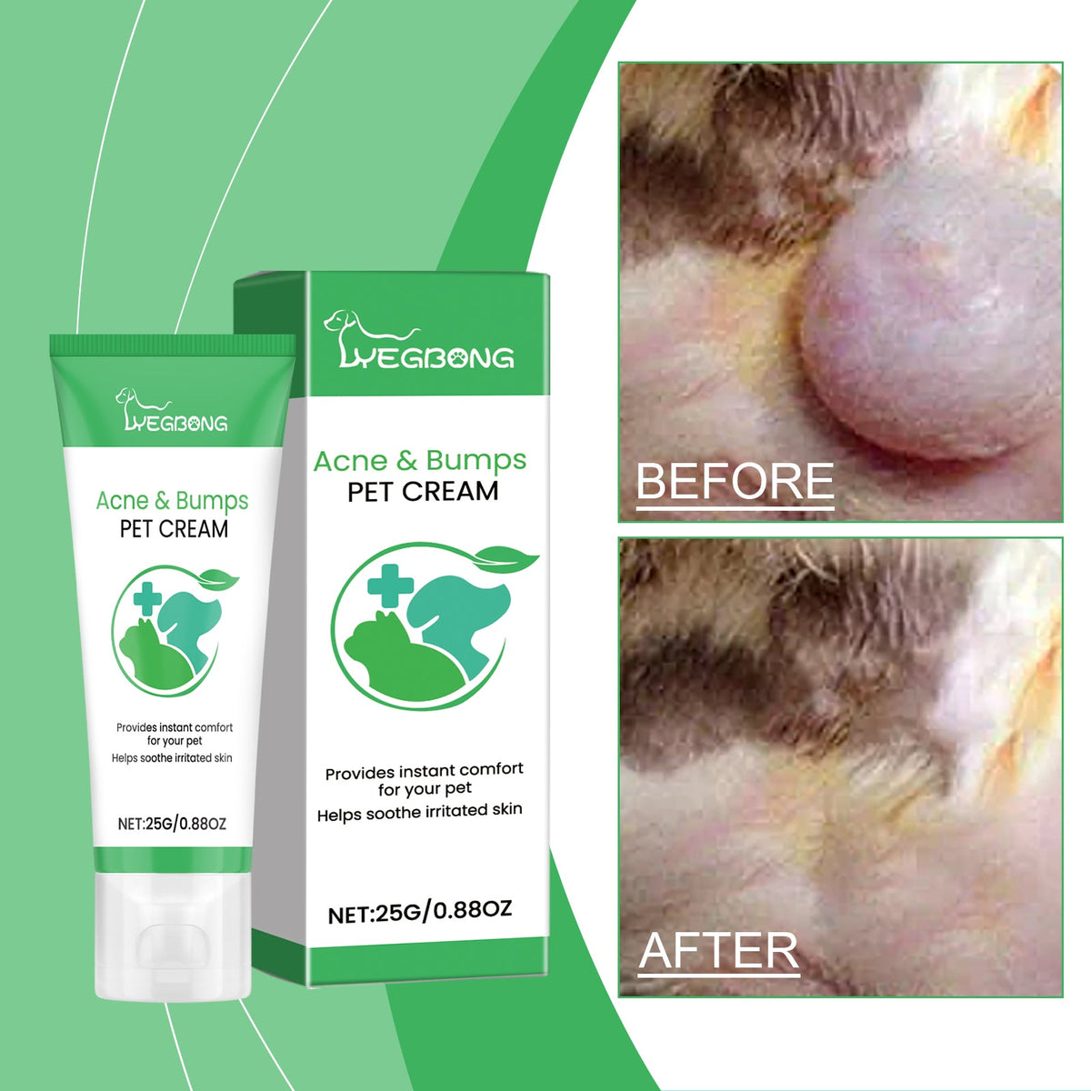 Pet Acne & Bumps Skin Cream, Soothing Skin  For Dogs & Cats, Relief Redness Irritated Skin With Calendula & Ganoderma Extract