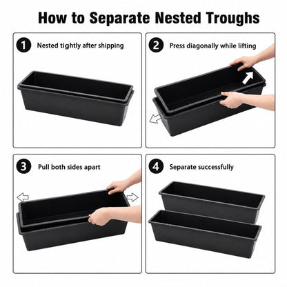 4-piece Dual-purpose Plastic Livestock Feed Trough Suitable For Daily Feeding Of Horses, Goats, Pigs And Other Animals Widely Adaptable To Home Backyards, Pastoral Fences, Livestock Sheds And Other