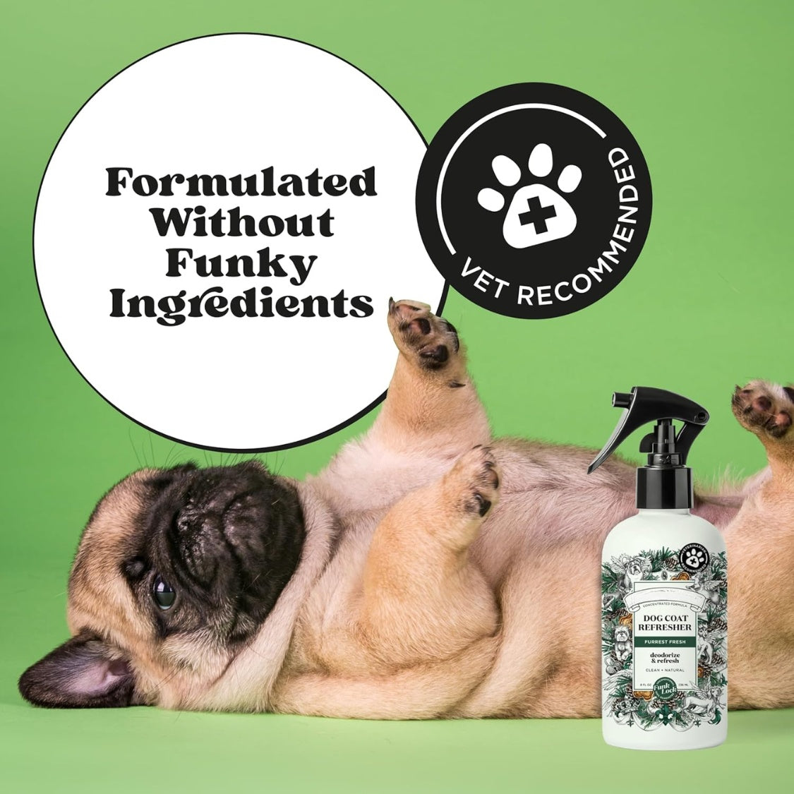 Furrest Fresh Dog Deodorizing Spray, 8 Fl Oz Grooming Perfume For Dog Coat, Pet Odor Neutralizer With Essential Oils, Vet Recommended, Paraben & Sulfate-Free Fir, Amber AND Cedarwood Scent