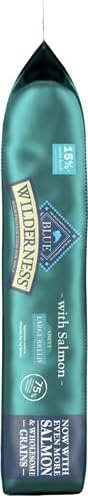 Blue Buffalo Wilderness Natural High-Protein Dry Food for Adult Dogs, WITH WHOLESOME GRAINS, Salmon, 28-lb Bag.