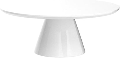 Furniturebox UK Coffee Table - Palma Round Coffee Table - Contemporary Minimalist Round Coffee Table with Tapered Central Pillar - White High-Gloss Finish - Living Room Furniture