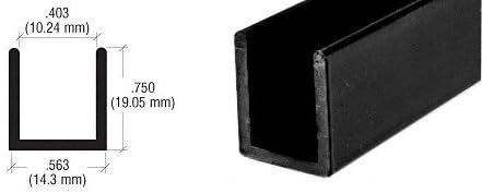 Brixwell SDCD38BL-CCP24-XCP5 Black 3/8" Fixed Panel Shower Door Deep U-Channel