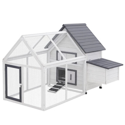 Chicken Coop Wooden Chicken House Rabbit Hutch Poultry Cage Hen Pen  With Nesting Box, Ramp, Run