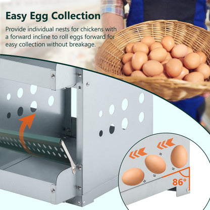 6 Compartments Chicken Nesting Box For Laying Eggs, Roll Away Chicken Laying Boxes, Green
