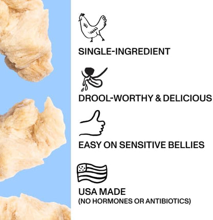 Spot & Tango Chicken Bites Dog Treats - Single Ingredient, 100% Chicken Breast - Freeze-Dried Treats - Grain & Gluten-Free - USA-Made - for Small, Medium, and Large Dogs