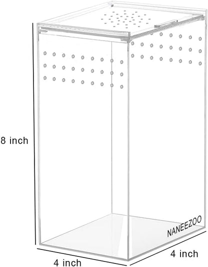 NANEEZOO Magnetic Acrylic Reptile Terrarium Enclosure, Reptile Insect Breeding Box for Small Reptiles, Invertebrates, Mantis, Spider, Cricket, Tarantula