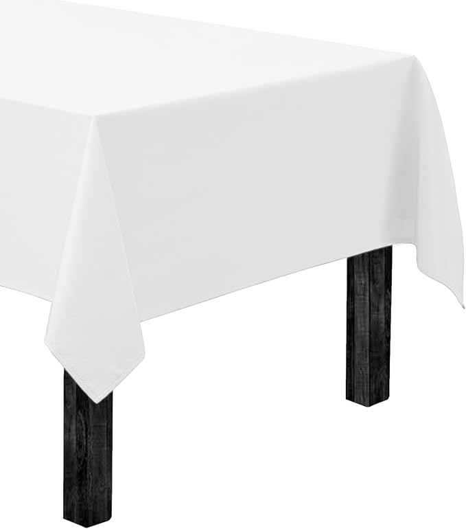 Gee Di Moda Rectangle Tablecloth - 60 x 102 Inch White Table Cloth for 6 Foot Rectangle Tables - Heavy Duty Washable Fabric - for Holiday Party, Dinner, Weddings, Baby Shower & Events