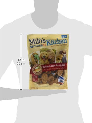 Milo's Kitchen Homestyle Dog Treats, Chicken & Apple Sausage Slices, 18 Ounce, High Protein, No Artificial Flavors