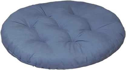 16 Inch Round Chair Seat Pad Thick Tatami Plaid Style Comfortable Floor Seat Cushion Soft Chair Mat for Office Bedroom Living Room Kitchen, Blue Grey