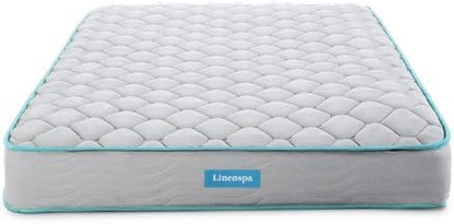 Linenspa 6 Inch Mattress - Firm Feel - Bonnell Spring with Foam Layer - Mattress in a Box - Youth or Kids Bed - Guest Bedroom - Durable and Breathable Support - Affordable - Queen Size