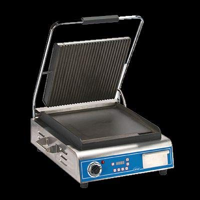 Globe GPGS14D Deluxe Countertop Smooth/Grooved Panini Single Grill