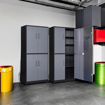 Metal Storage Cabinets with Doors and Shelves, 4 Door Lockable Storage Cabinets