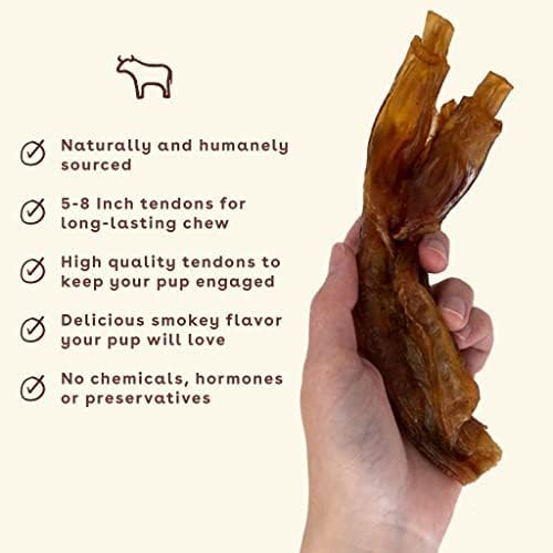 Pupford Thick Beef Tendon Chews for Dogs & Puppies, All-Natural Dog Chew with Glucosamine for Joint Health, Long-Lasting Toy, Great for Teething (3 Count)