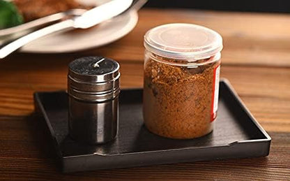 Small Black Mini Tray (8 inch x 4 inch) for Kitchen Counter, Bathroom for Vanity Items, Coffee Accessory, Bar, Serving Seasoning, Salt and Pepper, Soap, Perfume or Display Use.