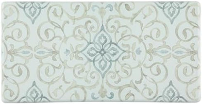 J&V TEXTILES Oversized 20"x39" Anti-Fatigue Embossed Floor Mat (Rustic Medallion Cream