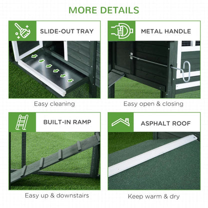 Wooden Chicken Coop, Hen House Outdoor With Run Nesting Box, Asphalt Roof, Removable Tray, Multiple Packages Shipped. Please Pay Attention To The Dimensions And Weight In The Details.