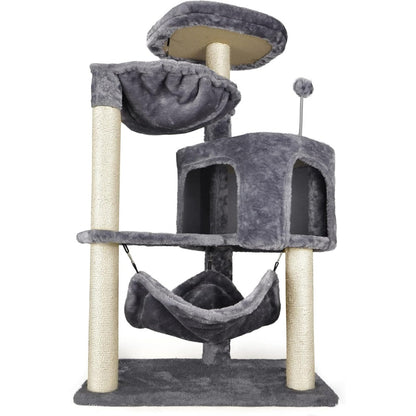 Cat Tree With Cat Condo And Big Hammock, Grey