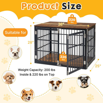 Sturdy Dog Crate Furniture, Heavy Duty Kennel For Large & Medium Dogs, Indoor Use