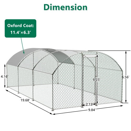 Large Chicken Coop Metal Chicken Track With Waterproof And UV Cover, Dome Shape Walk-In Fence Chicken Coop For Outdoor And Yard Farm Use