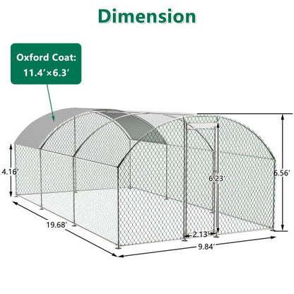 Large Chicken Coop Metal Chicken Track With Waterproof And UV Cover, Dome Shape Walk-In Fence Chicken Coop For Outdoor And Yard Farm Use