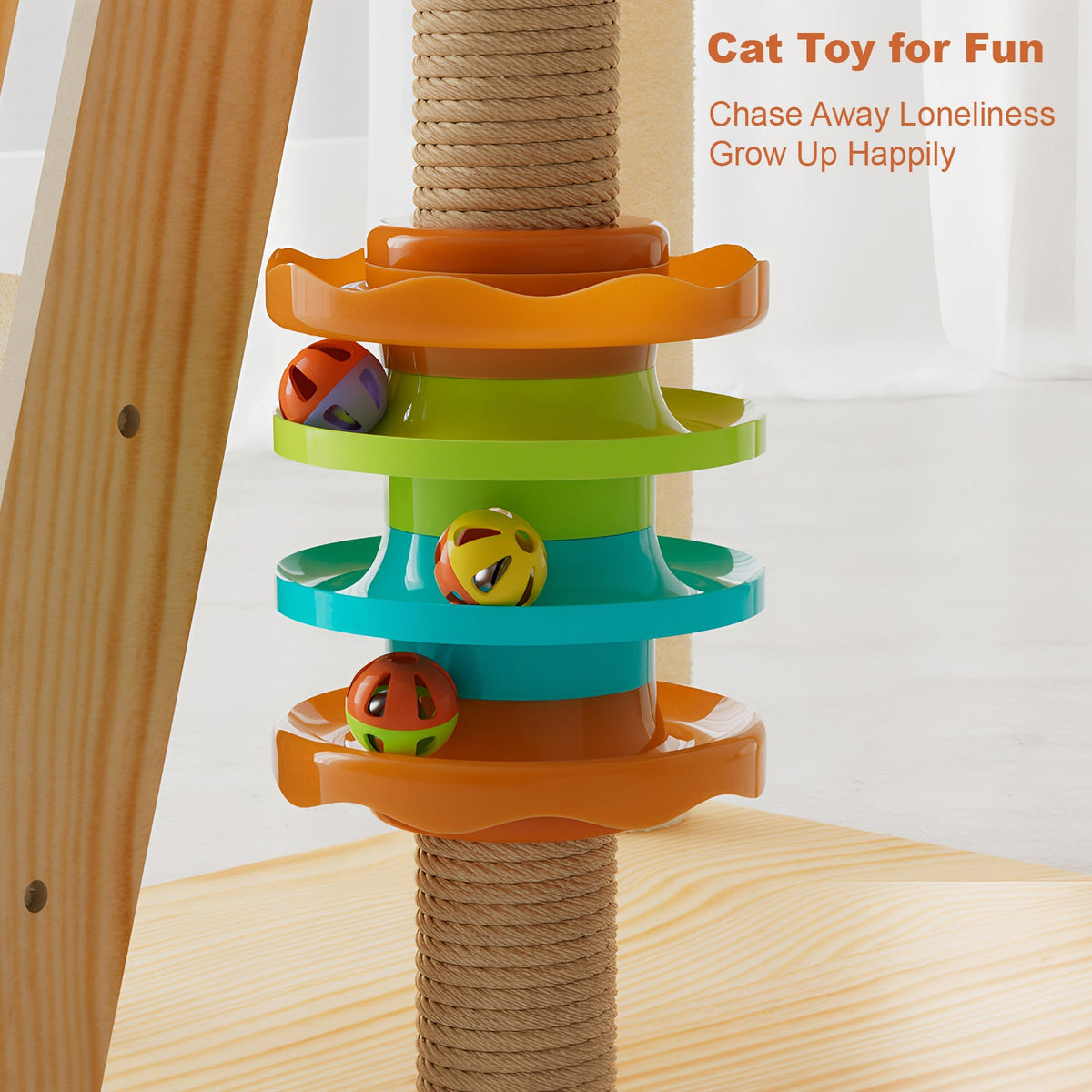 59" Modern Cat Tower, Wood Cat Tree Tower for Indoor Cats, Cat Treewith Sisal-Covered Scratching Posts and Top Perch, Cat Condo with Acrylic Hammock for Small Large Cats