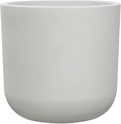 11 Inch White Planter, Large Plastic Plant Pots with Drainage Holes and Rubber Plug, UV Resistant Indoor Outdoor Flower Pot, Modern Decorative Cylinder for Home & Office, Chalk White